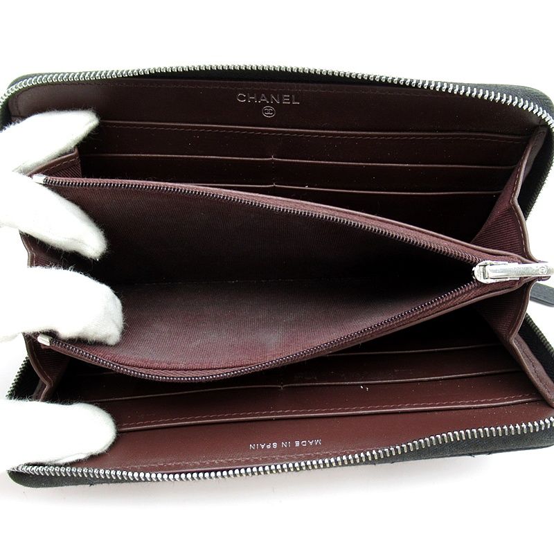 Chanel Full Zipper Wallet Caviar Leather Black
