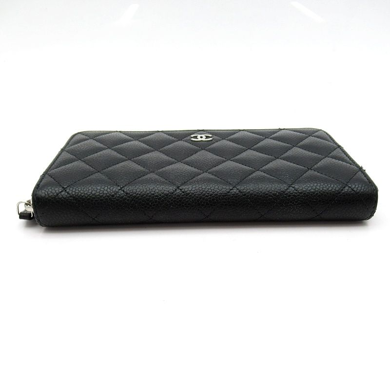 Chanel Full Zipper Wallet Caviar Leather Black