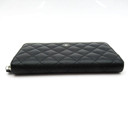 Chanel Full Zipper Wallet Caviar Leather Black