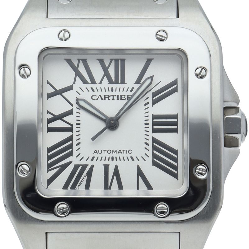 Cartier Santos 100 Watch LM SS White Polished