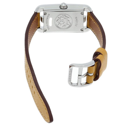 Hermes Nantucket Watch PM Diamond Bezel Box SS Leather