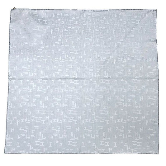 Hermes Silk Pocket Chief Scarf Pochette Faconnee Dedale Gris Nacre Silver