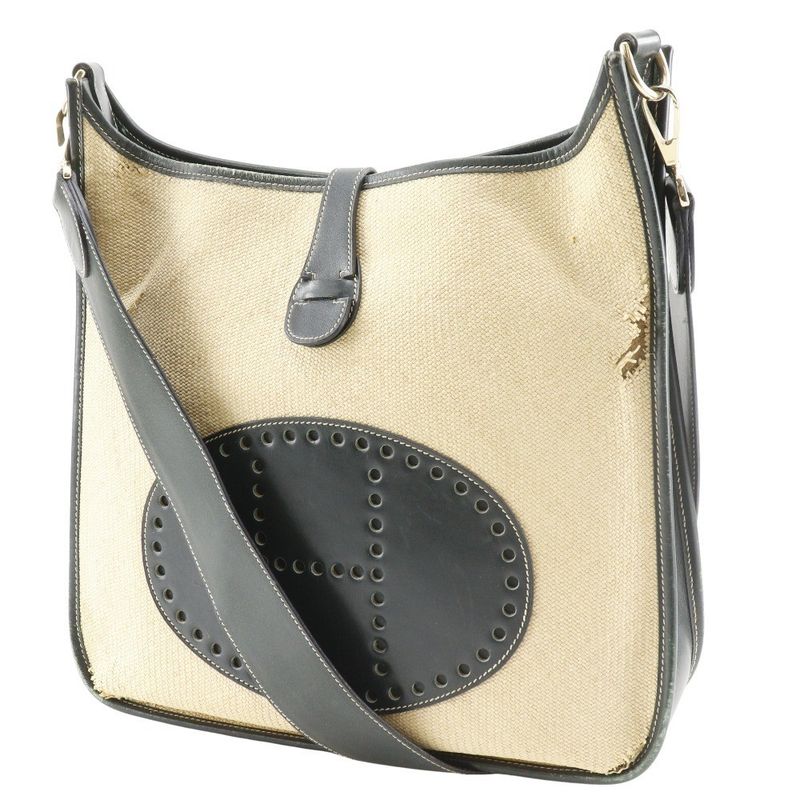 Hermes Evelyne 1 GM Straw Beige Green Shoulder Bag