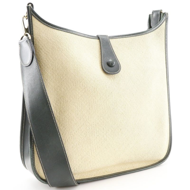 Hermes Evelyne 1 GM Straw Beige Green Shoulder Bag