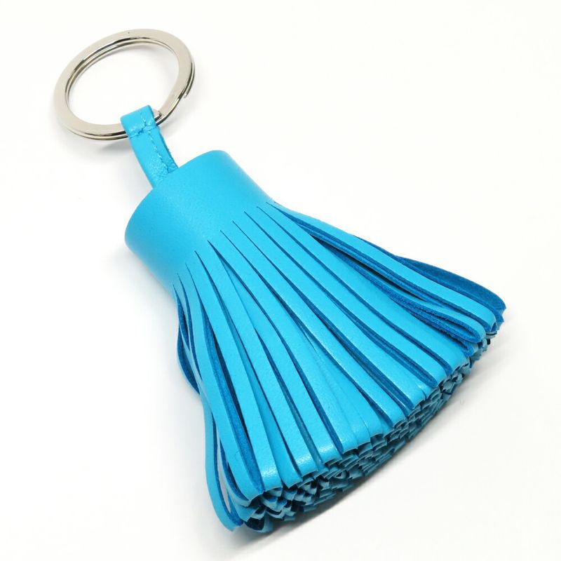 Hermes Carmen Key Ring Blue Aztec Agneau Milo Based Silver