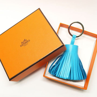 Hermes Carmen Key Ring Blue Aztec Agneau Milo Based Silver