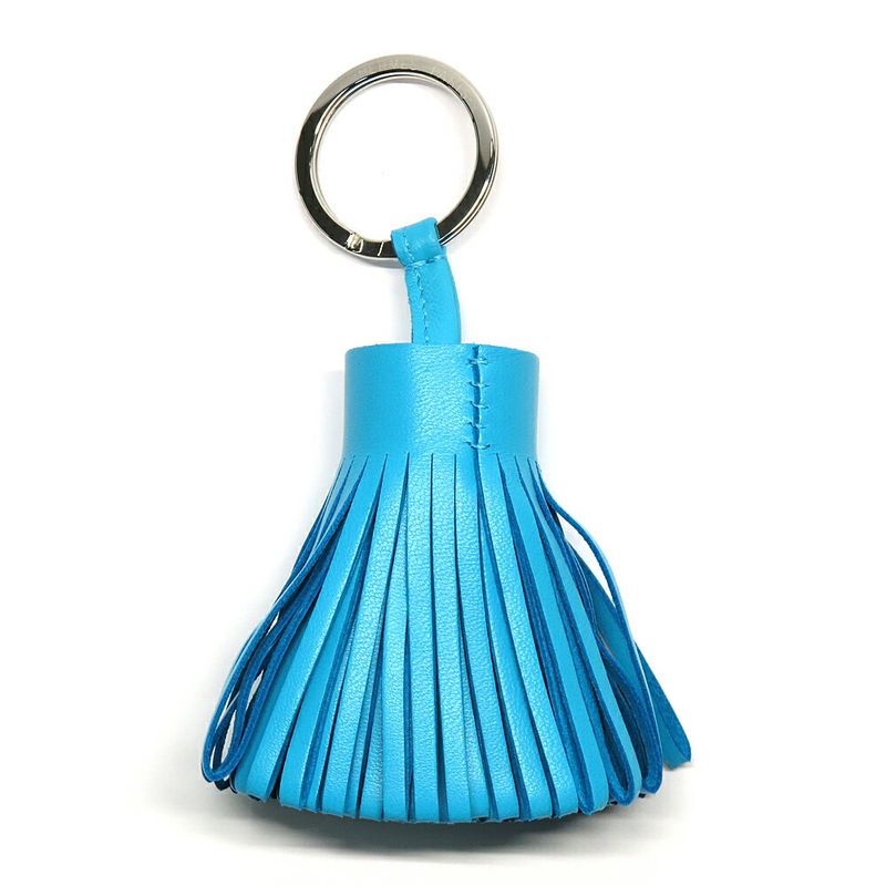 Hermes Carmen Key Ring Blue Aztec Agneau Milo Based Silver