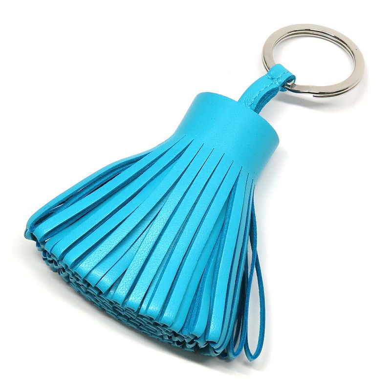 Hermes Carmen Key Ring Blue Aztec Agneau Milo Based Silver