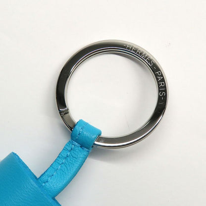 Hermes Carmen Key Ring Blue Aztec Agneau Milo Based Silver