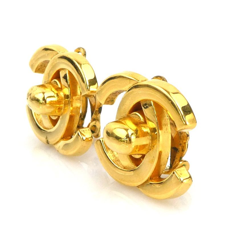 Chanel Earrings CC Logo Gold Plated