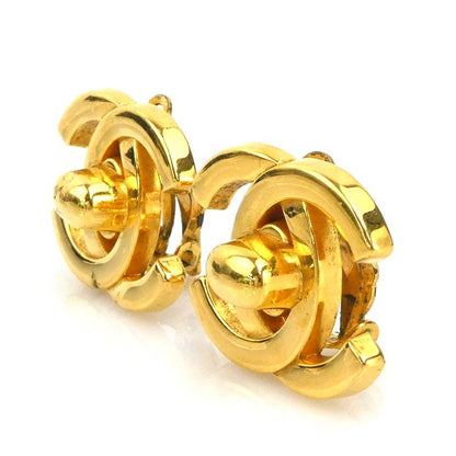 Chanel Earrings CC Logo Gold Plated