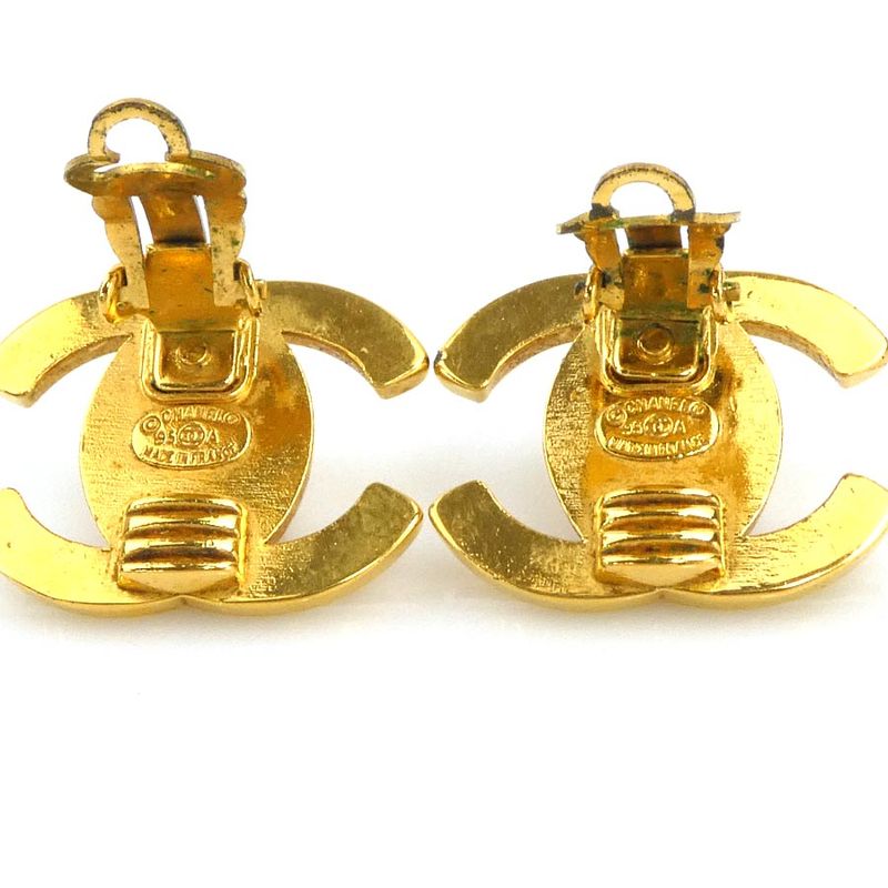 Chanel Earrings CC Logo Gold Plated