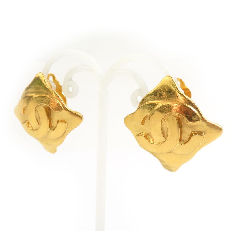 Chanel Earrings CC Logo Gold Plated
