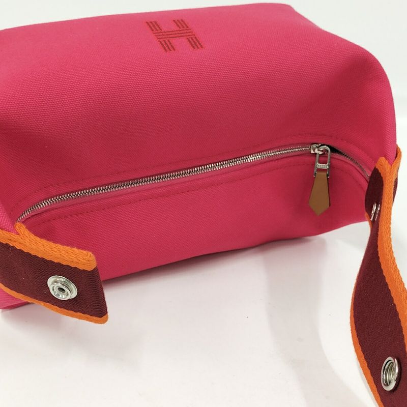 Hermes Bric-a-Brac PM Handbag Pouch Canvas Pink