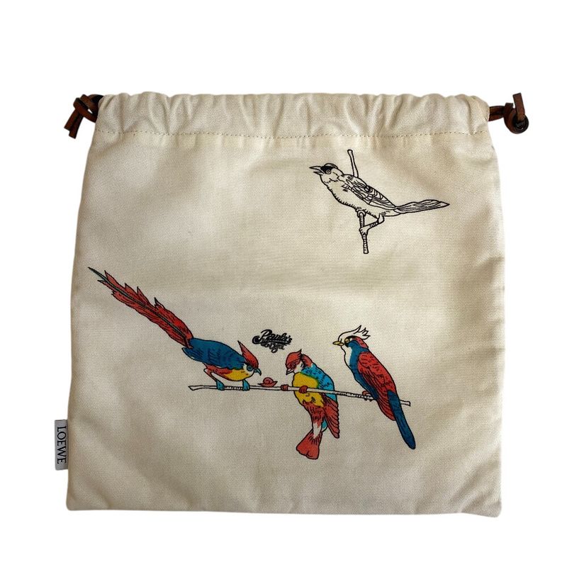 Loewe Paula's Ibiza Bird Motif Drawstring Pouch