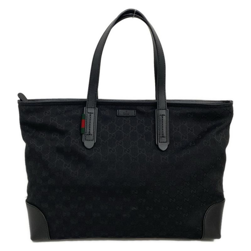Gucci Handbag GG Pattern Sherry Black Leather