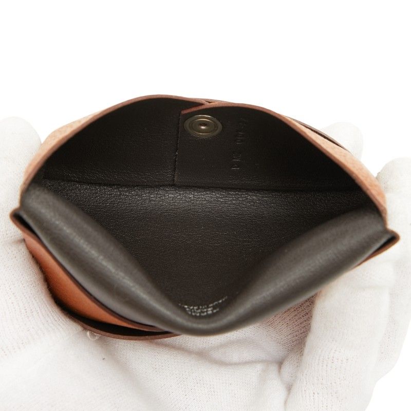 Hermes Calvi Card Case Business Holder Multi Brown Togo