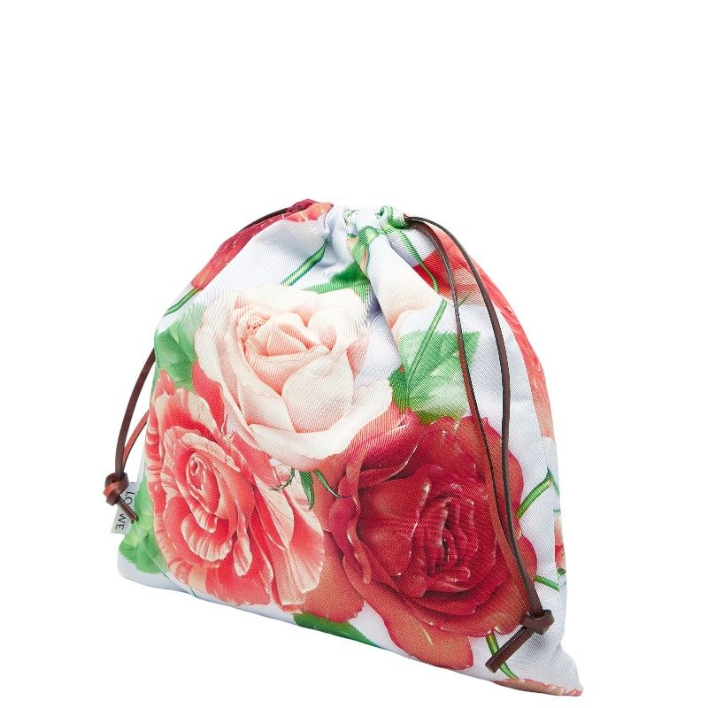 Loewe Paula's Ibiza Rose Pouch Drawstring Light Blue Multicolor Canvas