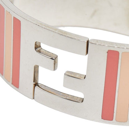 Fendi Stripe Bangle M Pink Silver Metal