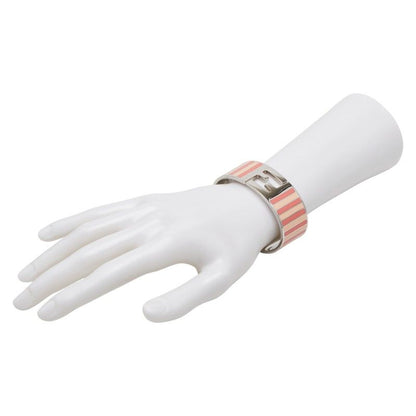 Fendi Stripe Bangle M Pink Silver Metal