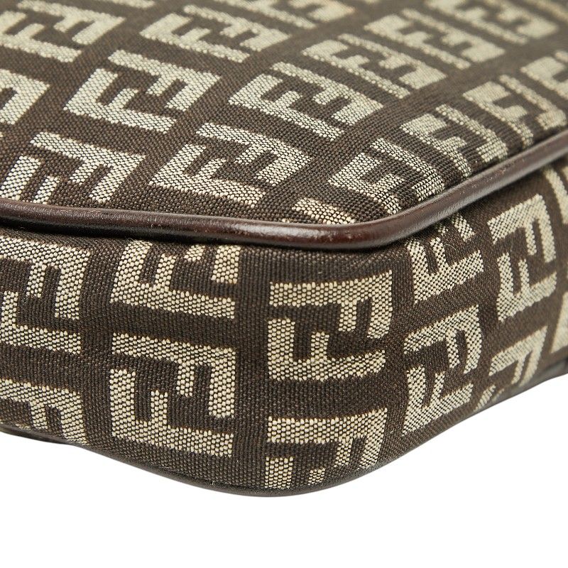 Fendi Zucchino Crossbody Shoulder Bag Brown Canvas Leather