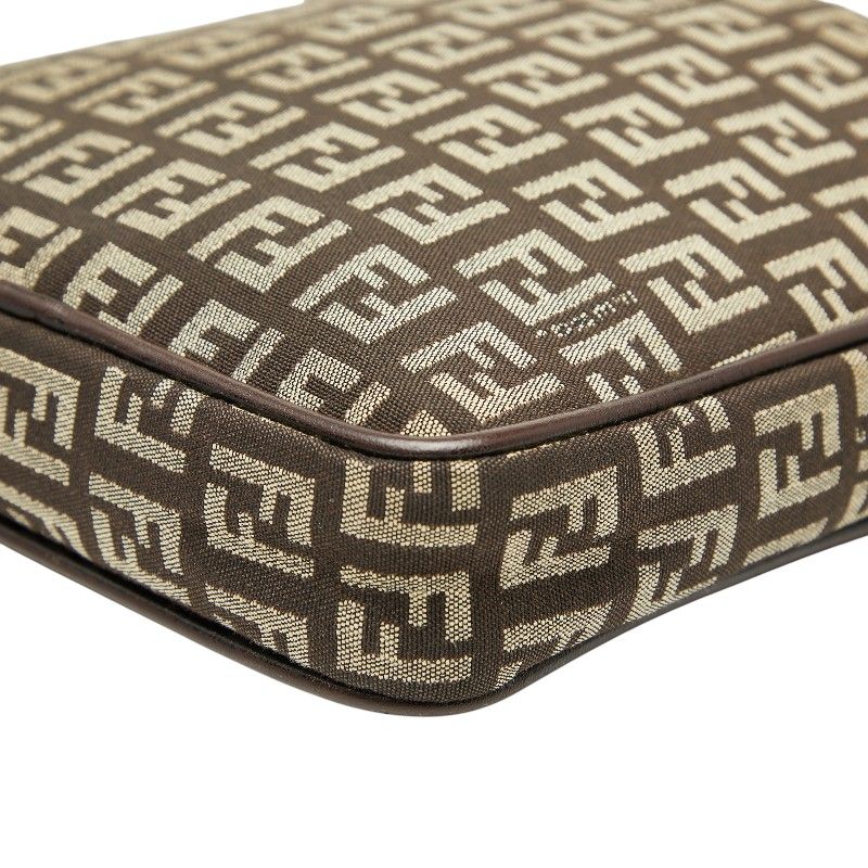 Fendi Zucchino Crossbody Shoulder Bag Brown Canvas Leather
