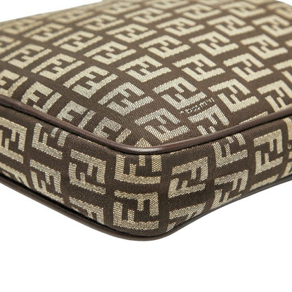 Fendi Zucchino Crossbody Shoulder Bag Brown Canvas Leather