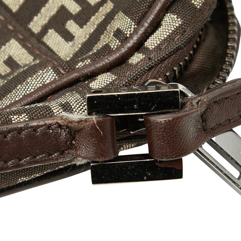 Fendi Zucchino Crossbody Shoulder Bag Brown Canvas Leather