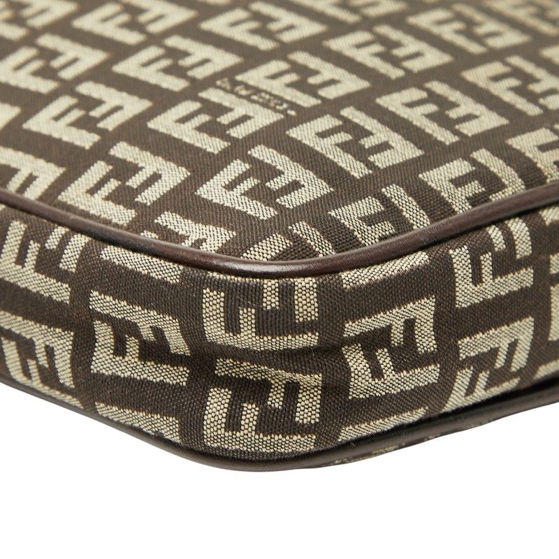 Fendi Zucchino Crossbody Shoulder Bag Brown Canvas Leather