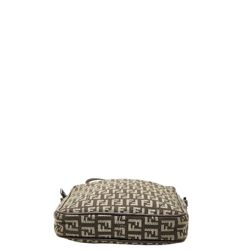 Fendi Zucchino Crossbody Shoulder Bag Brown Canvas Leather