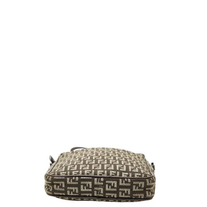 Fendi Zucchino Crossbody Shoulder Bag Brown Canvas Leather