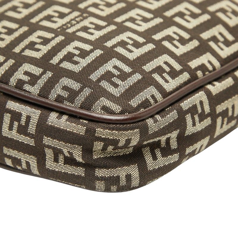 Fendi Zucchino Crossbody Shoulder Bag Brown Canvas Leather