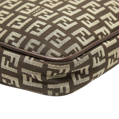 Fendi Zucchino Crossbody Shoulder Bag Brown Canvas Leather