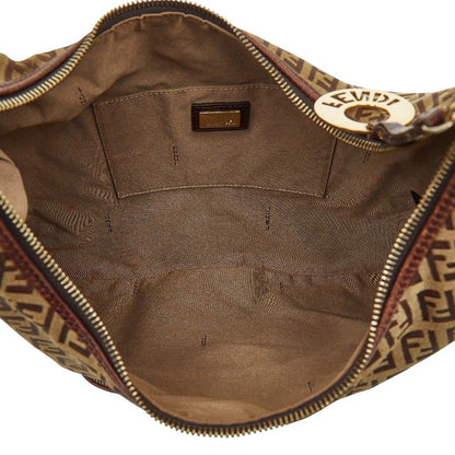Fendi Zucchino Brown Canvas Leather