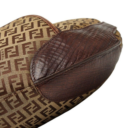 Fendi Zucchino Brown Canvas Leather