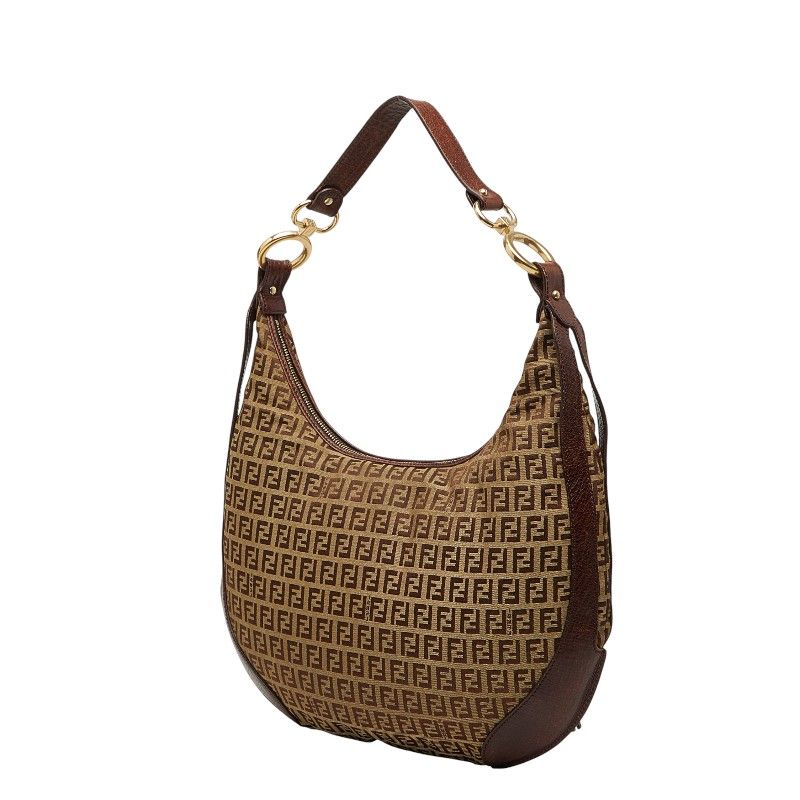 Fendi Zucchino Brown Canvas Leather