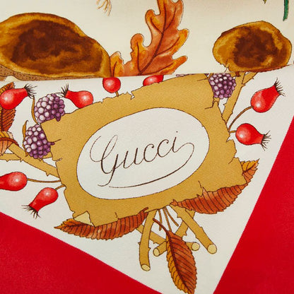 Gucci Vaccornero Botanical Red White Multicolor Silk