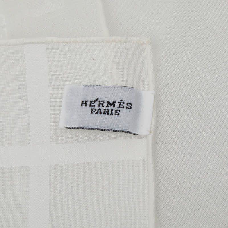 Hermes Handkerchief Jacquard White Cotton