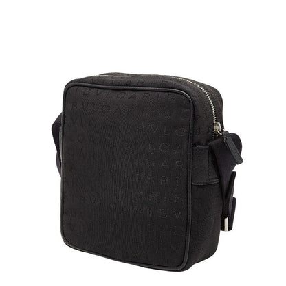 Bvlgari Logomania Black Canvas Leather