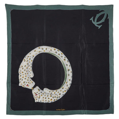 Cartier Must de Black Khaki Green Multicolor Silk