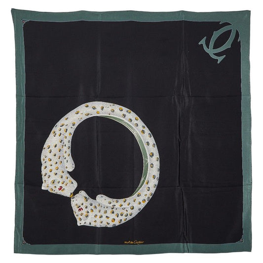 Cartier Must de Black Khaki Green Multicolor Silk