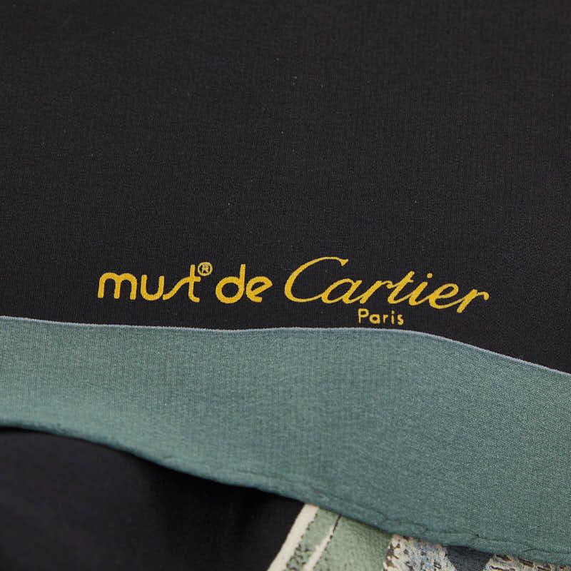 Cartier Must de Black Khaki Green Multicolor Silk