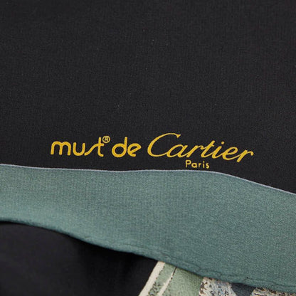 Cartier Must de Black Khaki Green Multicolor Silk