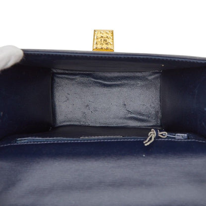 Dior CD Logo Shoulder Bag 2-Way Navy Gold Leather