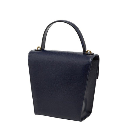 Dior CD Logo Shoulder Bag 2-Way Navy Gold Leather