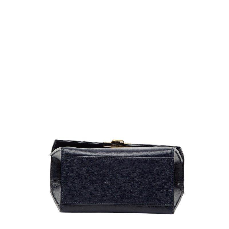 Dior CD Logo Shoulder Bag 2-Way Navy Gold Leather