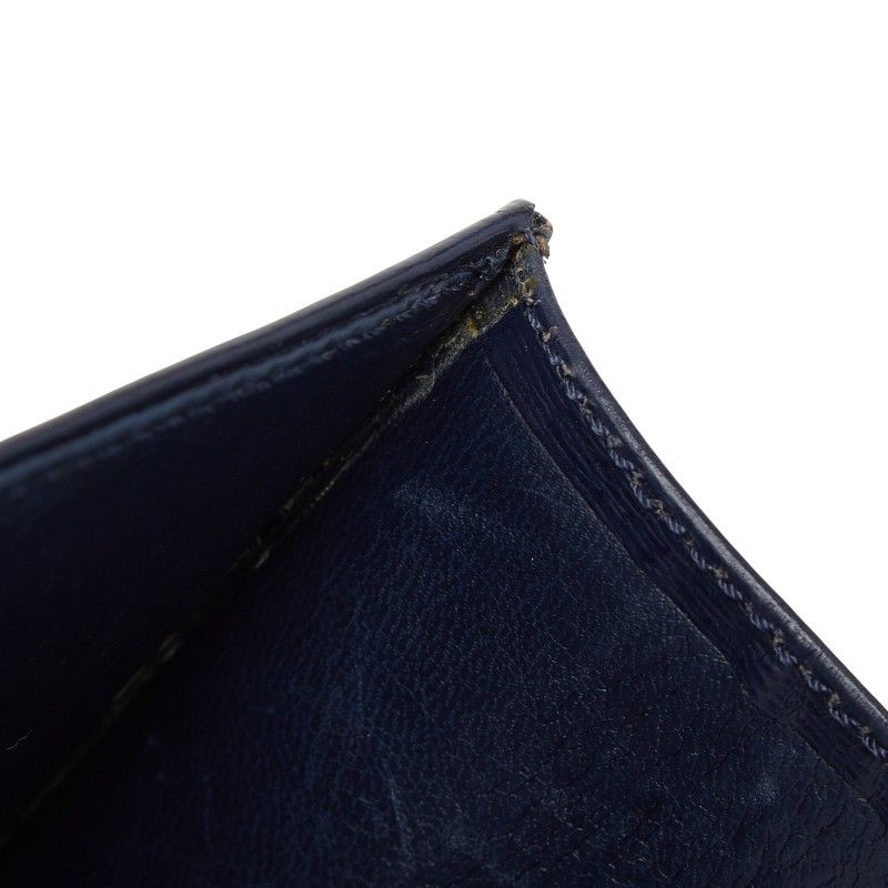 Dior CD Logo Shoulder Bag 2-Way Navy Gold Leather