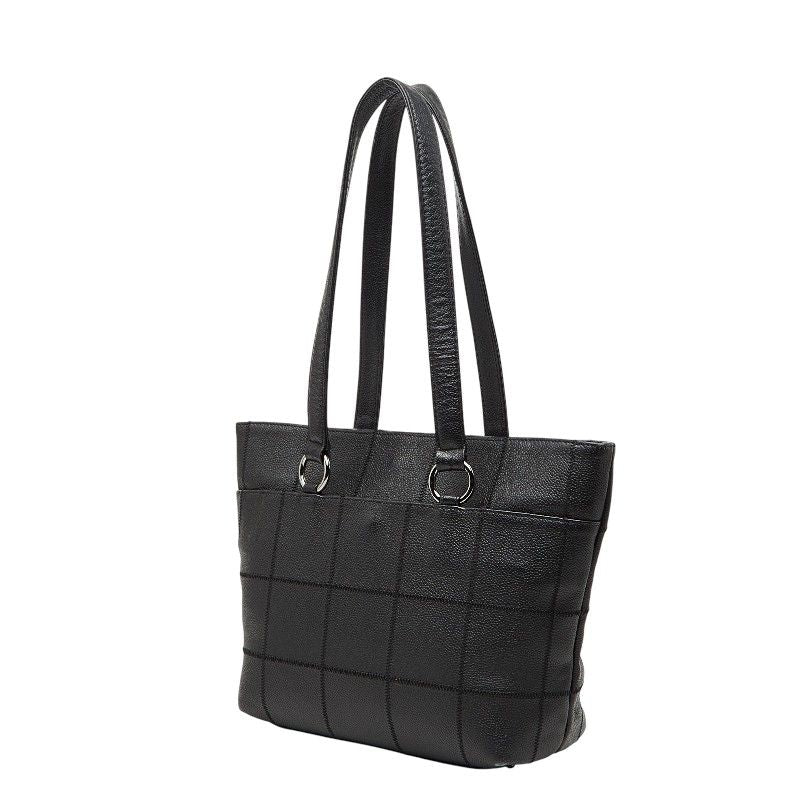 Chanel Choco Bar Logo Tote Black Caviar Leather