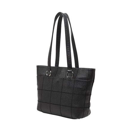Chanel Choco Bar Logo Tote Black Caviar Leather