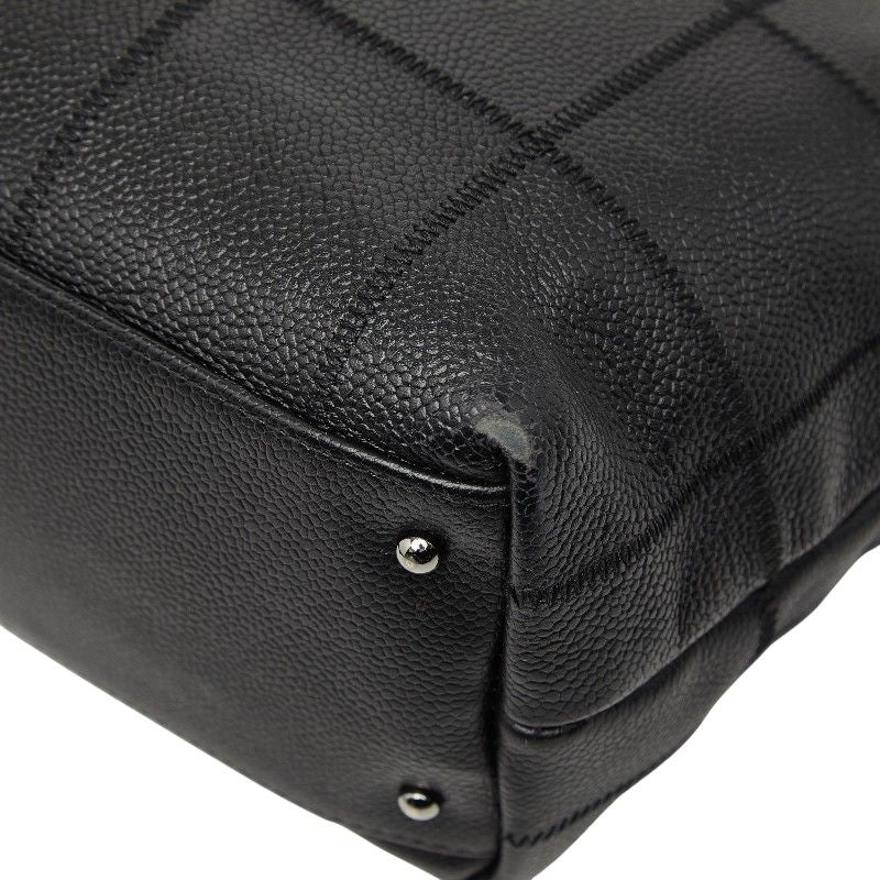 Chanel Choco Bar Logo Tote Black Caviar Leather